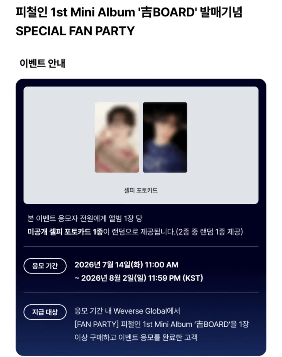 피칠인 1st Mini Album USB Ver 팬파티특전 포함 양도