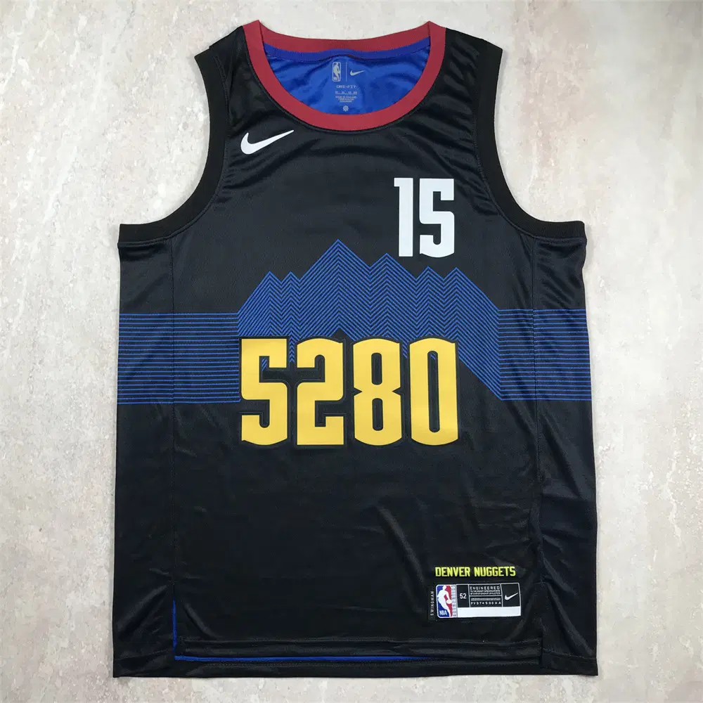 니콜라이 요키치 NBA 농구 유니폼 2024년 너기츠 15호 블랙 핫스탬