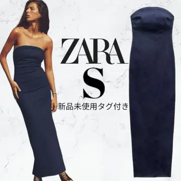 ZARA 자라 데님 스트랩리스 베어탑 롱 원피스 드레스