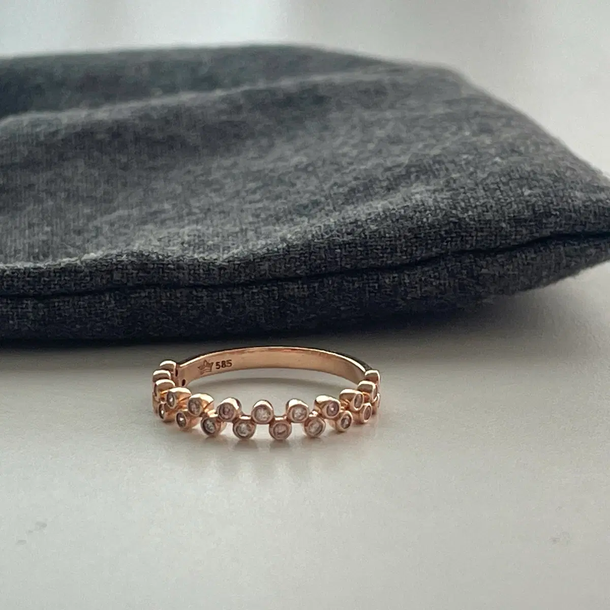 14k 핑크 제이에스티나 지그재그 큐빅 반지