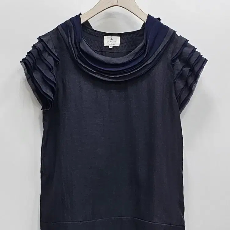 LANVIN 랑방 러플넥 코튼 블라우스 / 여 38 (55~날씬66) 차콜