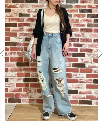 로데오 크라운즈 하드 크러쉬 와이드 데님 여성용