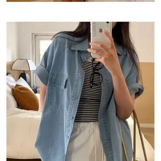 베이델리 반팔 데님 셔츠
