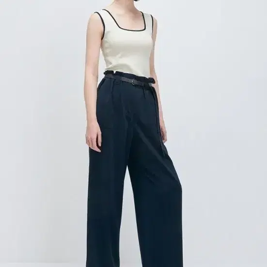 시스템 벨티드 와이드팬츠(44/브라운컬러)