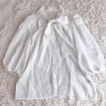 Maglie le cassetto 앤티크 시어 리본 셔츠 40