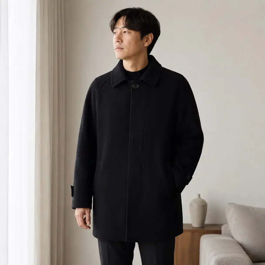 울100% 블랙 발마칸 코트 100