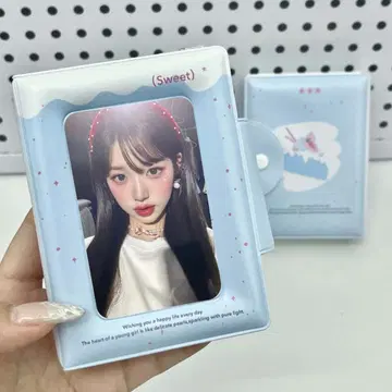 파스텔 블루 디저트 미니 포카 바인더 1단 똑딱이 콜렉트북