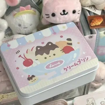 푸딩 고양이 사각 미니 틴케이스 악세사리 인형 피규어 보관함