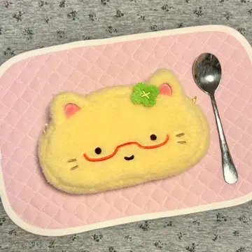 귀여운 오믈렛 고양이 털 필통 뽀글이 대용량 파우치