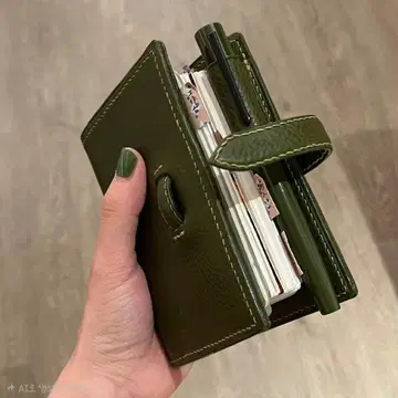 올리브 그린 M5 가죽 5공 바인더 미니 다이어리 속지 포함 플래너