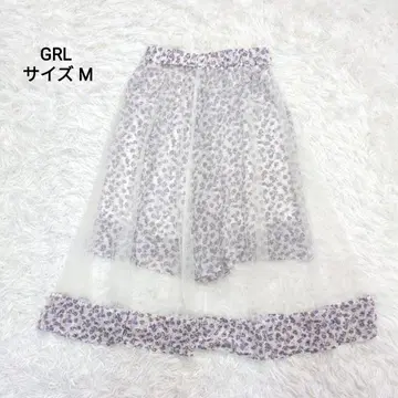 [새상품] GRL 그레일 올 패턴 꽃무늬 튤 레이어드 롱 스커트 M