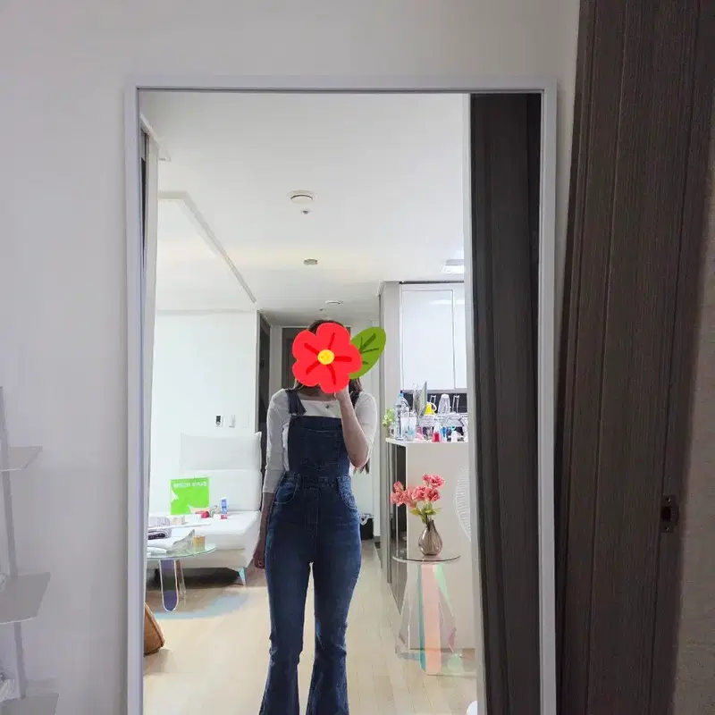 부츠컷 멜빵바지 (착샷)