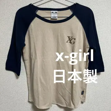 X-girl 일본제 래글런 티셔츠 페이스 택 Y2K 큐빅