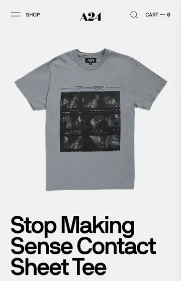 A24 Stop Making Sense 티셔츠 M 사이즈