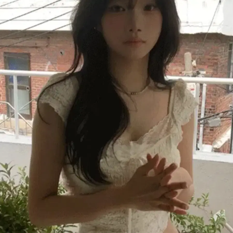 루카 레이스 리본 반팔 블라우스 티셔츠