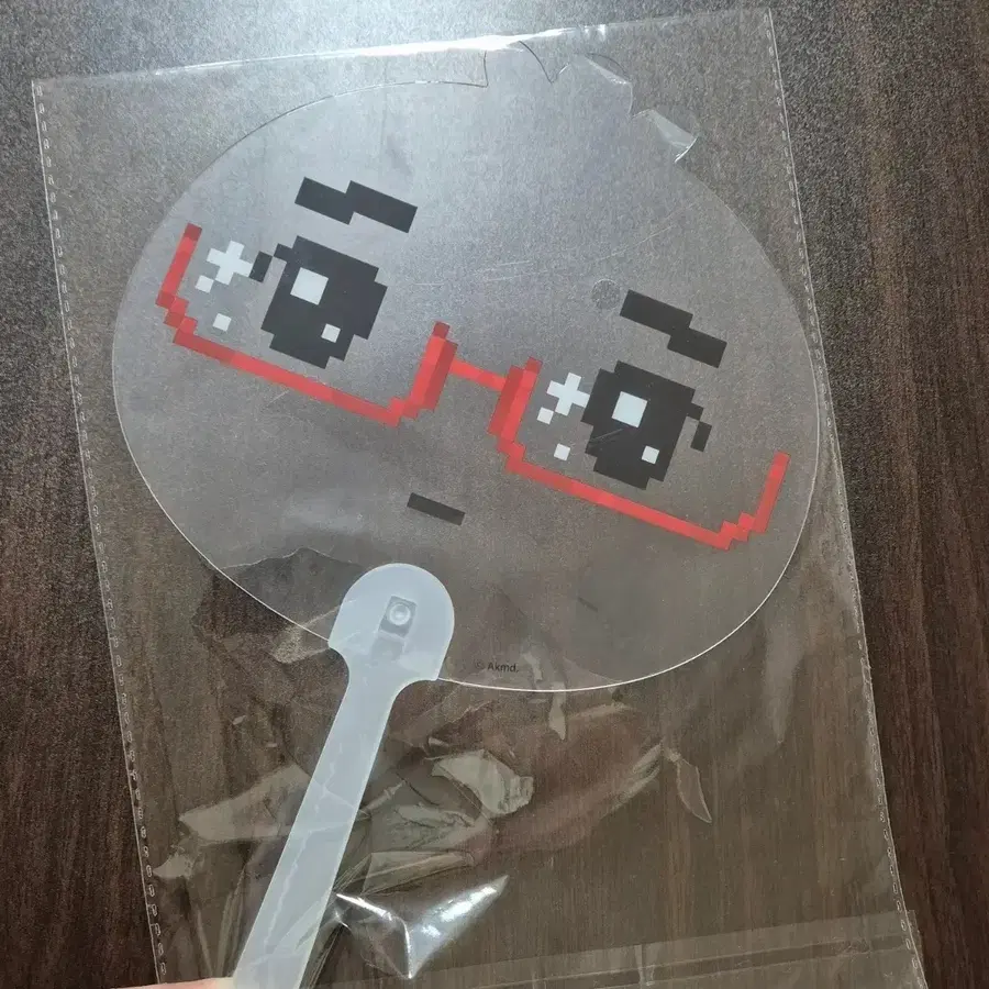 미개봉 안경만두 팝업 투명 부채