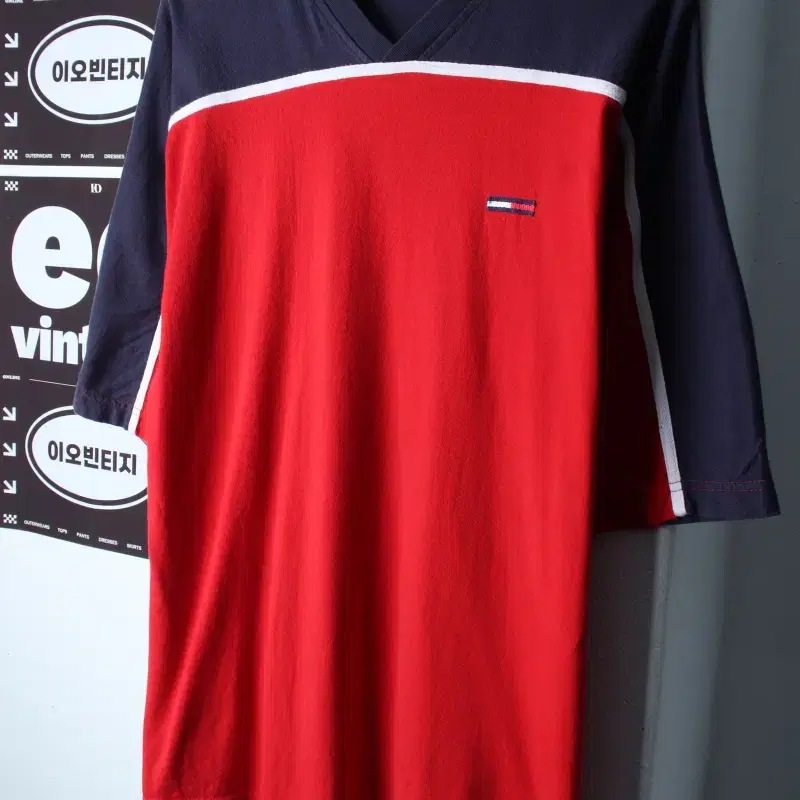 (L-2XL) 타미힐피거 반팔 티셔츠 90S년대 배색 올드스쿨-H36073