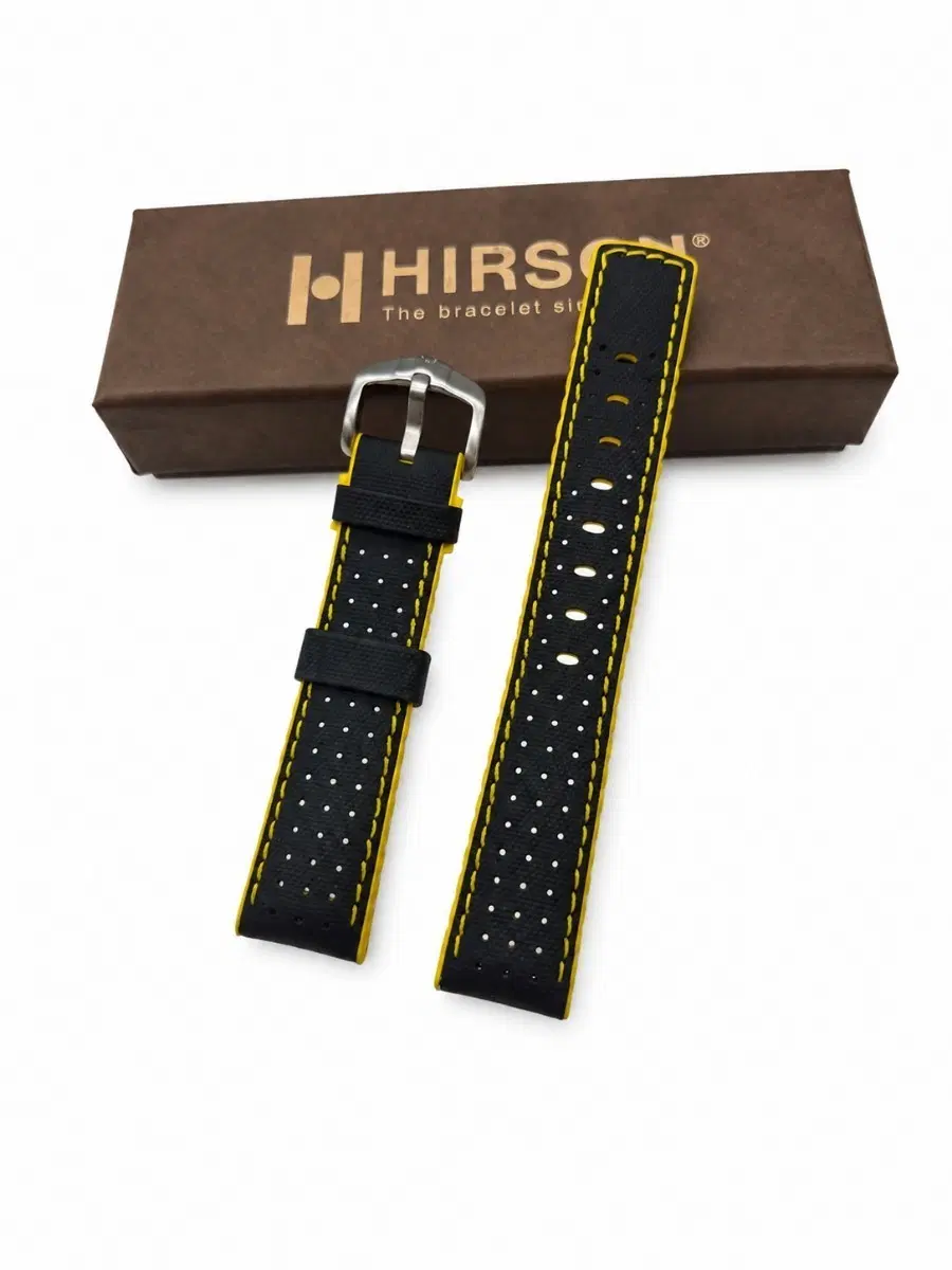 히어쉬 HIRSCH ROBBY 20mm 러버 시계줄 블랙/옐로우 새제품