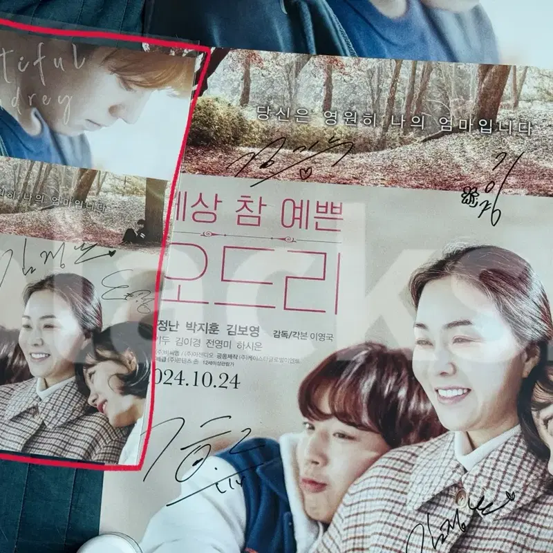 세상 참 예쁜 오드리 친필 싸인 포스터 박지훈 김정난 김기두 김이경 김보영