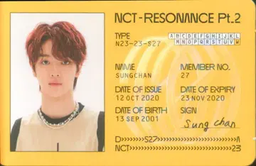 NCT2020 RESONANCE Pt.2 SUNGCHAN ID 카드