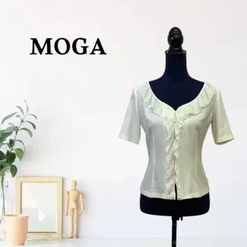 zC1930 [ M ] MOGA 티셔츠/컷앤드소 프릴 넥 7부 소매 블라우스