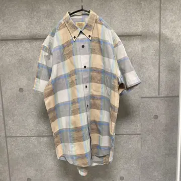 [재패니즈 빈티지] 거의 미사용 70s80s 고급 면린넨 혼합 직조 올 패턴 M