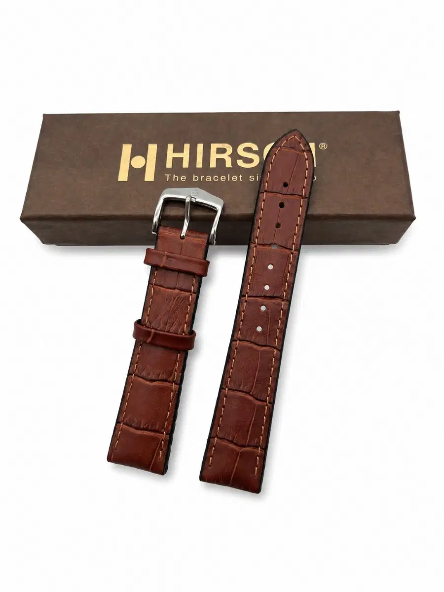 히어쉬 HIRSCH PAUL 20mm 시계줄 브라운 블랙 가죽 러버 하이브리드 밴드 새제품