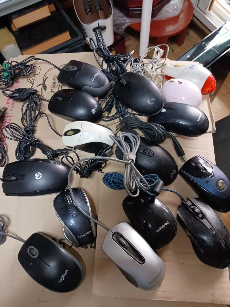 유선 마우스 세트 (로지텍, 삼성, HP, LG, Omega, Microsoft 등)