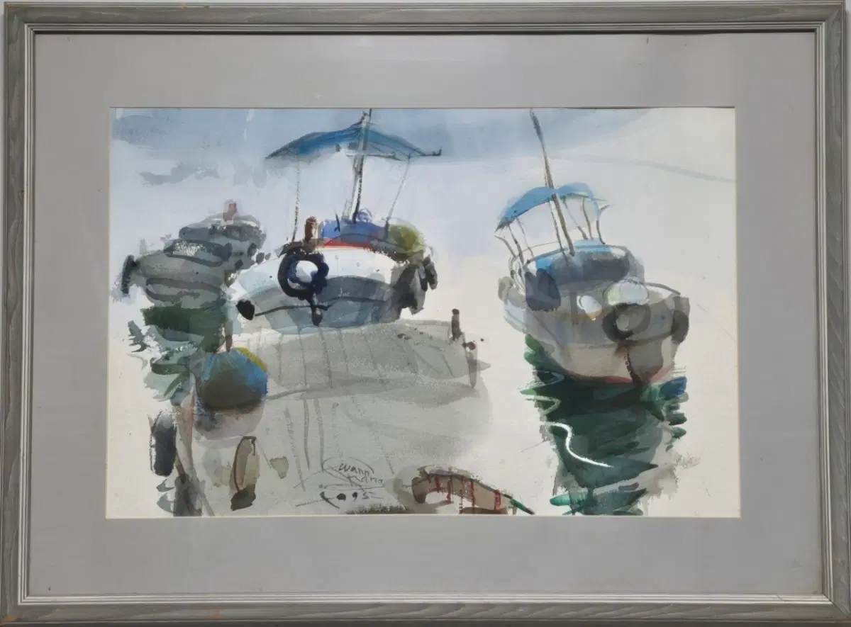 장완 화백-항구(58cm x 48cm)출품작/보증서