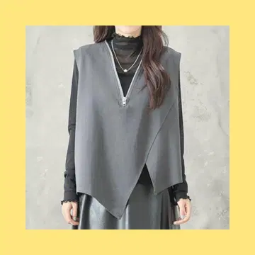 V넥 프론트 지퍼 비대칭 베스트 ML