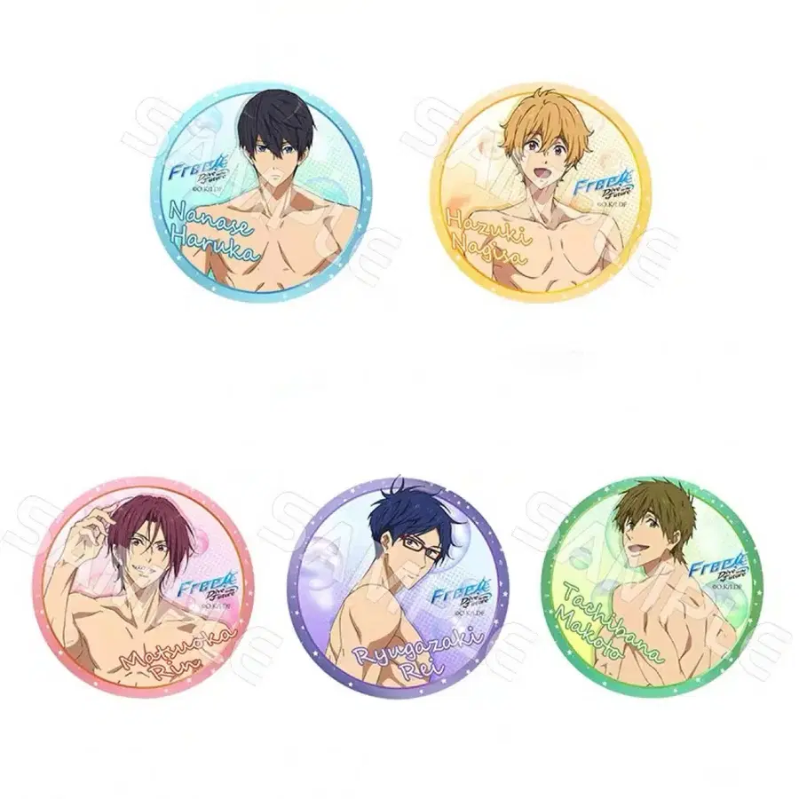 프리 Free! 나나세 하루카 마츠오카 린 타치바나 마코토 하즈키 나기사 류가자키 레이 캔뱃지