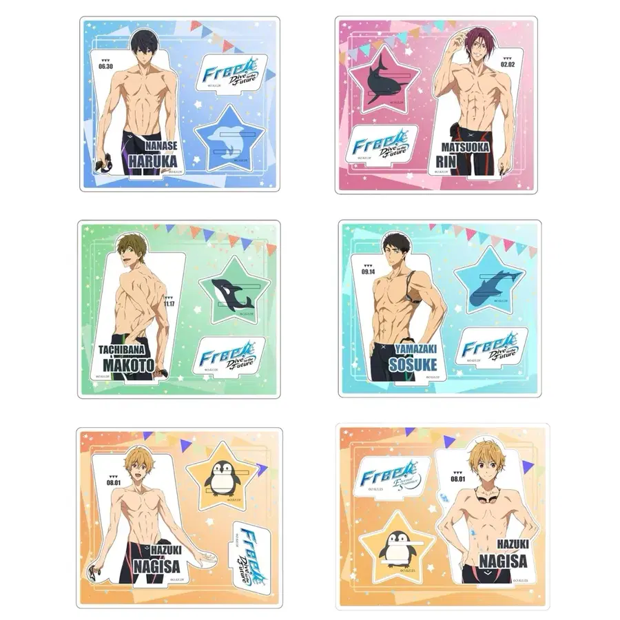 프리 Free! 나나세 하루카 마츠오카 린 타치바나 마코토 하즈키 나기사 류가자키 레이 아크릴 스탠드