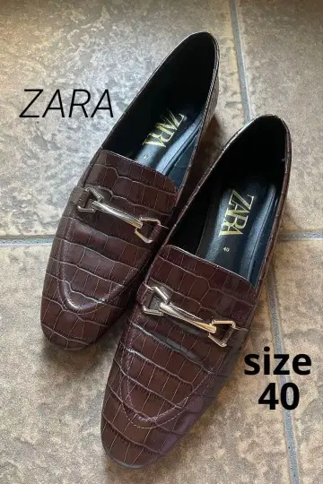 ZARA 악어 엠보싱 스타일 비트 로퍼 브라운 40 사이즈 자라