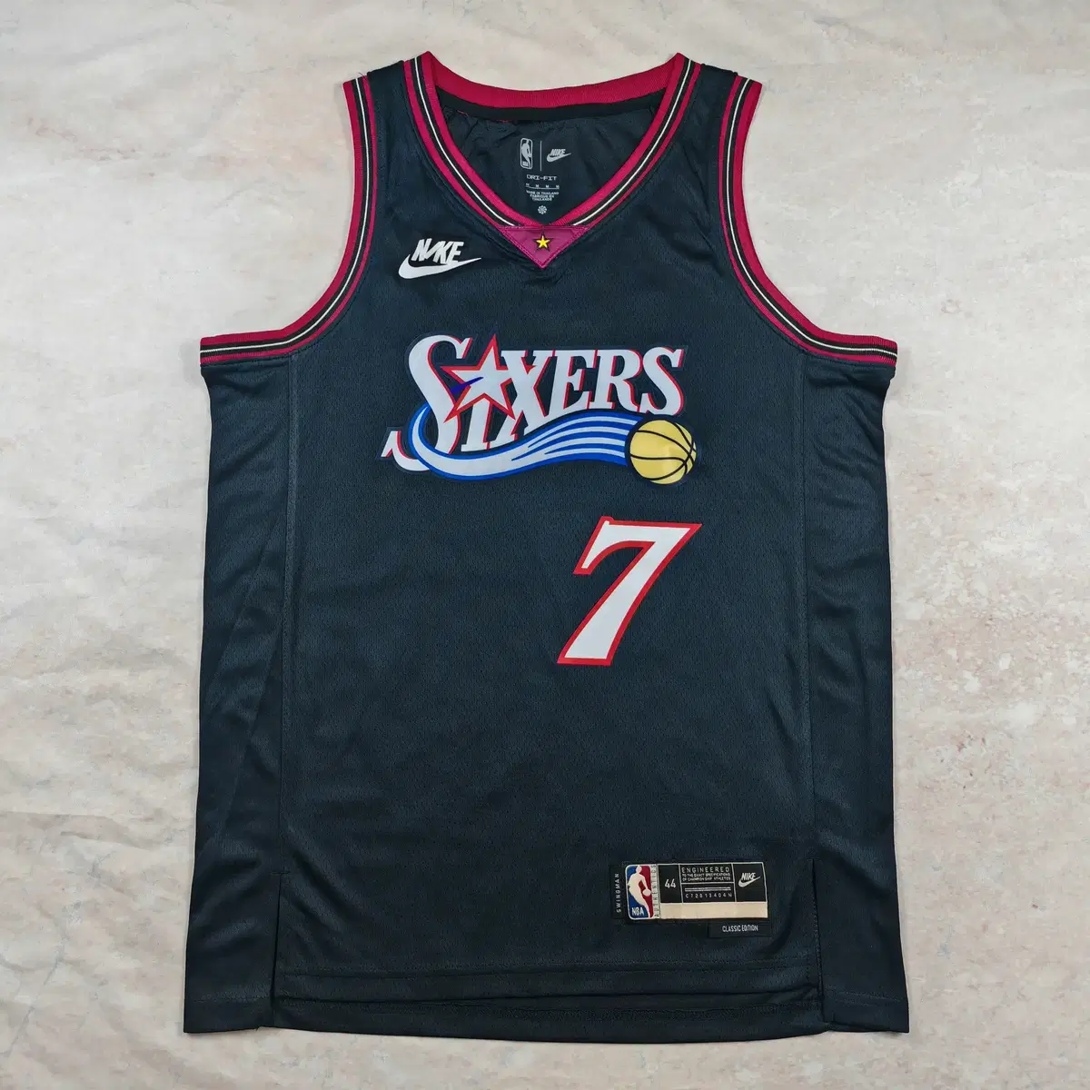 NBA 농구복 열풍 필라델피아 세븐티식서스 7호 브라운 클래식블랙