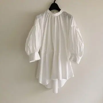 퍼블릭 도쿄 볼륨 슬리브 아지메 헴 블라우스 FREE