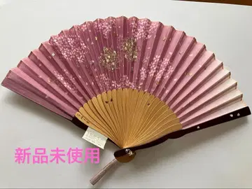 [ 미사용 새상품 ] 나카지마 치나미 벚꽃눈 자수 부채 신쿄세이도 치나미 벚꽃눈 핑크
