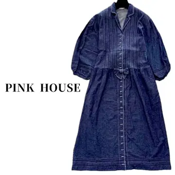 PINK HOUSE 핑크하우스 빈티지 데님 레이스 롱 원피스