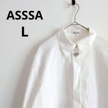 ASSSA 긴팔 블라우스 화이트 하트 자수 버튼 개폐 L 면 100%