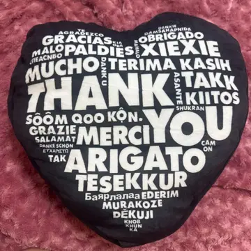 [ 미사용 새상품 ] 아카니시 진 하트형 쿠션 THANK YOU 디자인