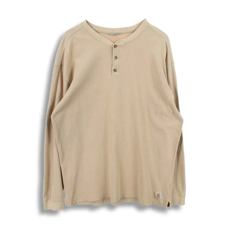 칼하트 (MEN - XL) 코튼 패치 로고 헨리넥 와플 긴팔 티셔츠