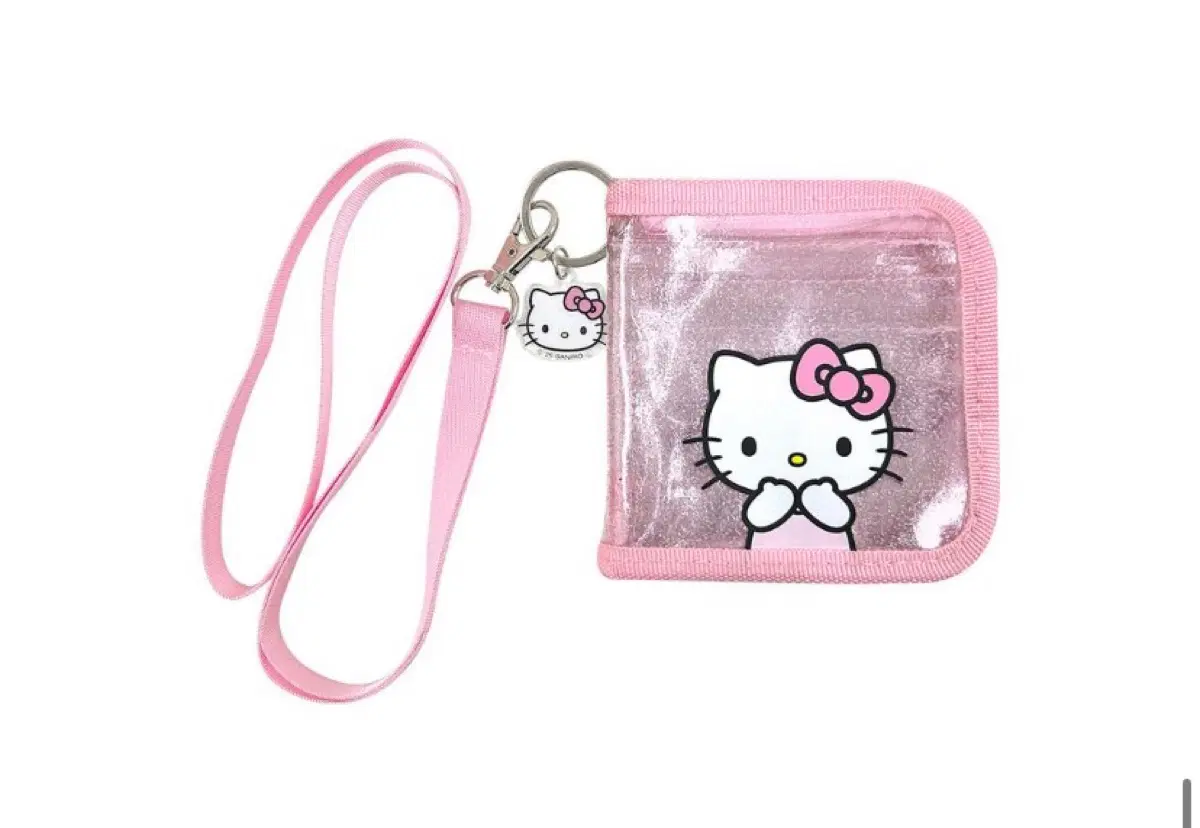 헬로키티 글리터 지갑 클리어 투명 반짝이 목걸이 넥스트랩 PVC