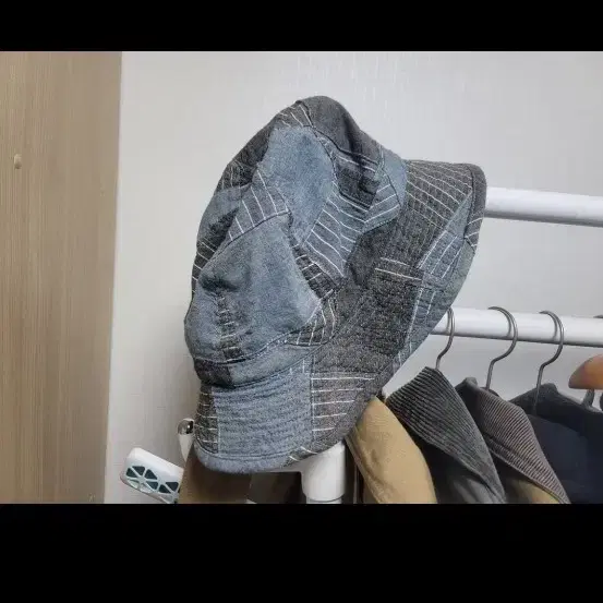 케이블아미 패치워크 버킷햇 인디고 린넨 코튼 데님 샴브레이