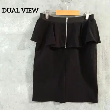 DUAL VIEW 페플럼 타이트 스커트 스트레치 W 밴딩 블랙