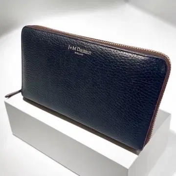 J&M Davidson 장지갑 라운드 지퍼 천연 가죽 네이비 새상품급