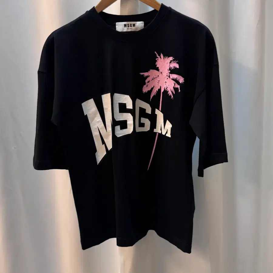 MSGM 밀라노 야자수 로고 맨투맨 블랙 38 (Made in Italy) A381