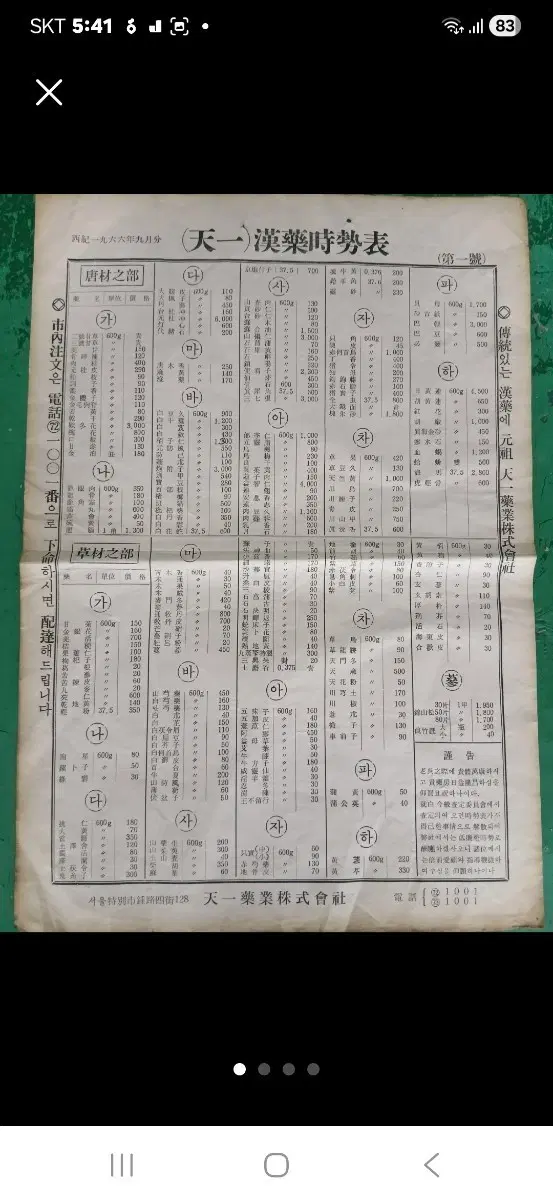 옛날 가격표 골동품