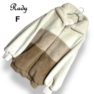 [새상품급] Rady 배색 퍼 블루종 베이지 화이트 후드 후드티 [F]