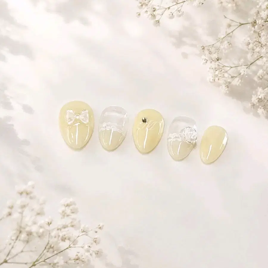 노랑 수제네일팁