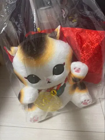 마네키네코 봉제 인형 삼색 고양이