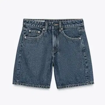 스테디셀러 자라 미드라이즈 데님 버뮤다 하프 팬츠 블루